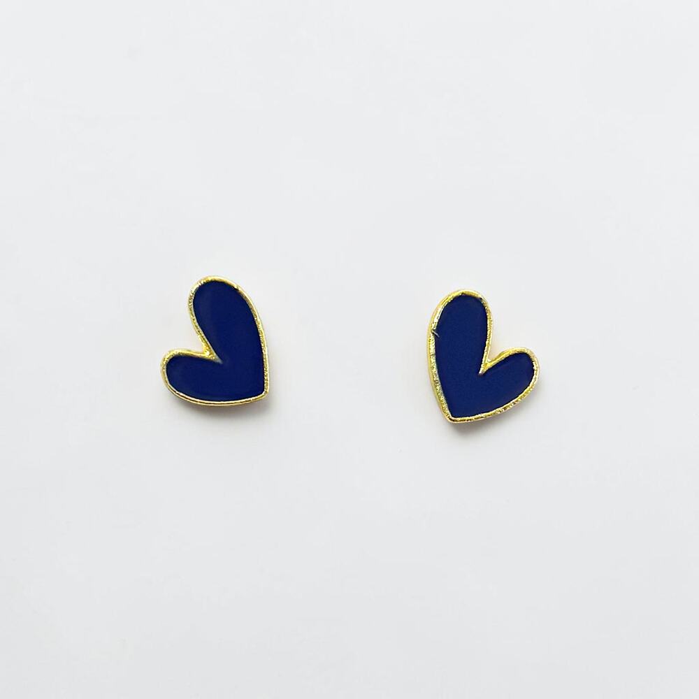 Small Dark Blue Heart Earring